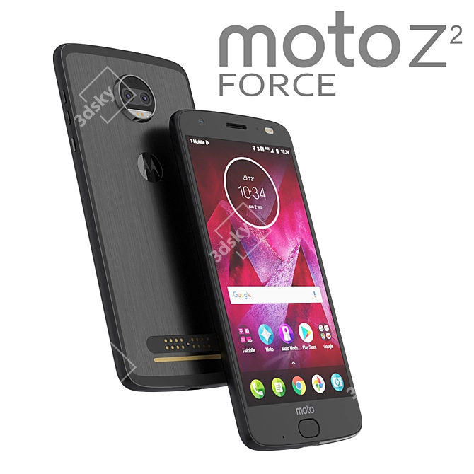 Motorola Moto Z2 Force - Sleek Black 3D model image 1