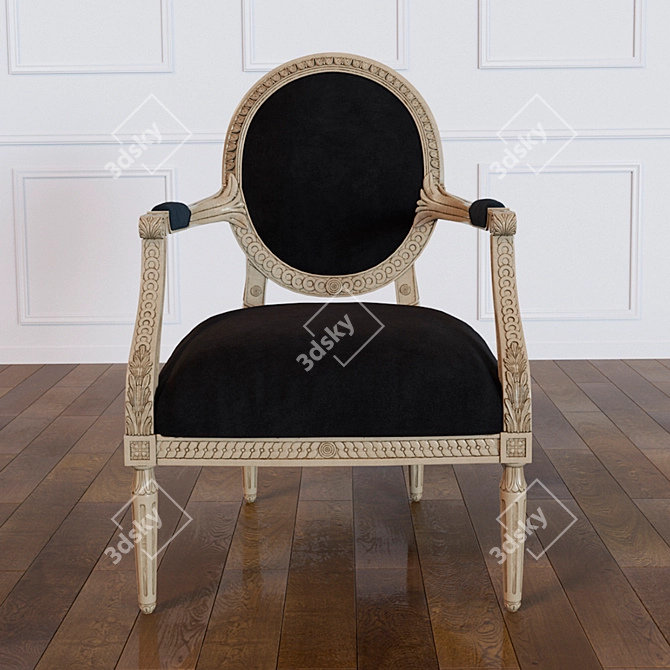 Regal Gold Carved Chair 3D model image 2