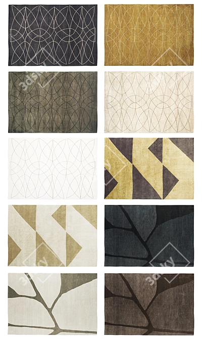 Luxury Nordic Rugs Collection 3D model image 2