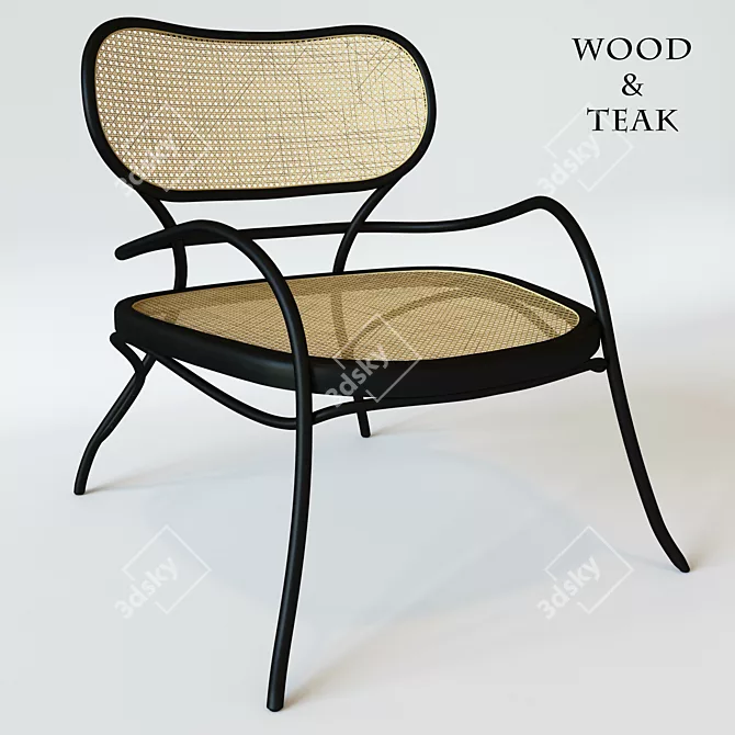 Classic Teak and Wood Armchair 3D model image 1