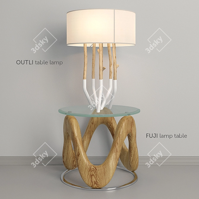 Modern Set: Outli Table Lamp & Fuji Lamp Table 3D model image 1