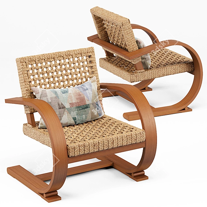 French Modernist Armchair: A Stylish and Elegant Addition to any Home. 3D model image 1