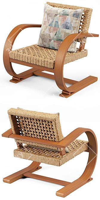 French Modernist Armchair: A Stylish and Elegant Addition to any Home. 3D model image 2