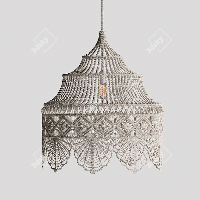 Boho Macrame Chandelier 3D model image 2