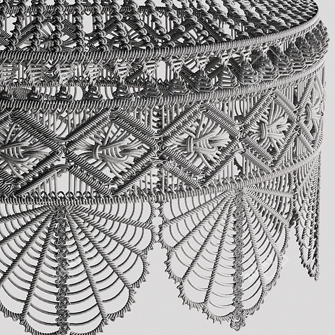 Boho Macrame Chandelier 3D model image 3