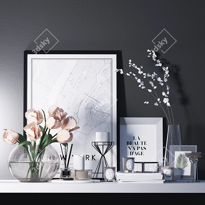 Elegant 16-Piece Decorative Set 3D model image 1