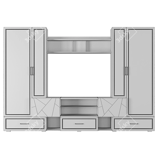 Modern TV Cabinet with White Accents 3D model image 2