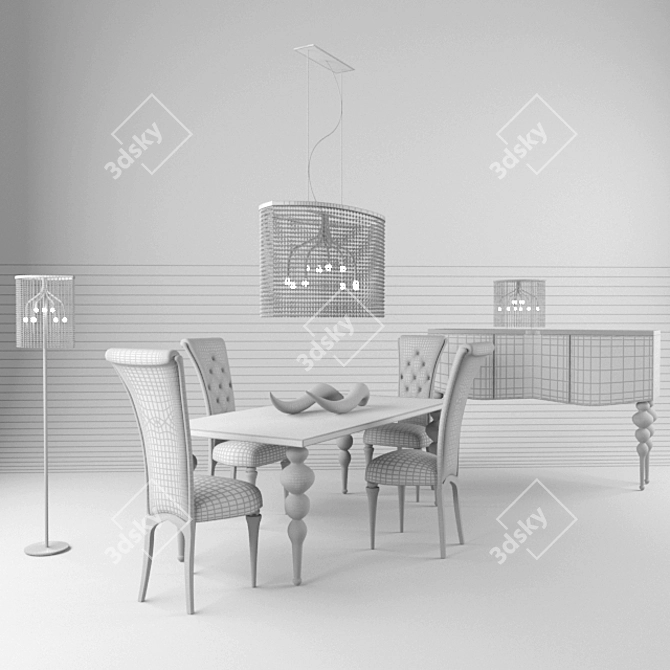 Elegant Purple Dining Set 3D model image 2