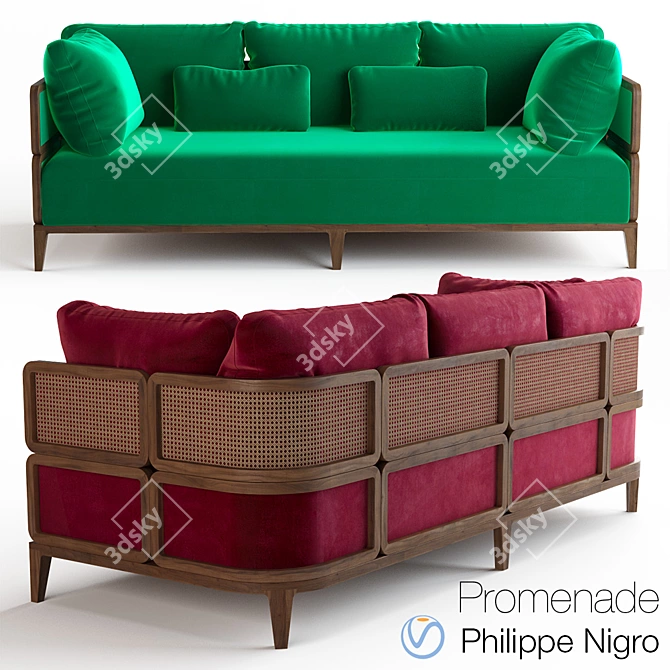 Promenade by Philippe Nigro: Luxurious Sofas & Chaise 3D model image 1