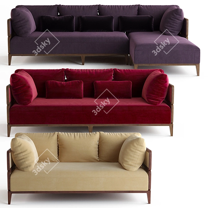 Promenade by Philippe Nigro: Luxurious Sofas & Chaise 3D model image 2