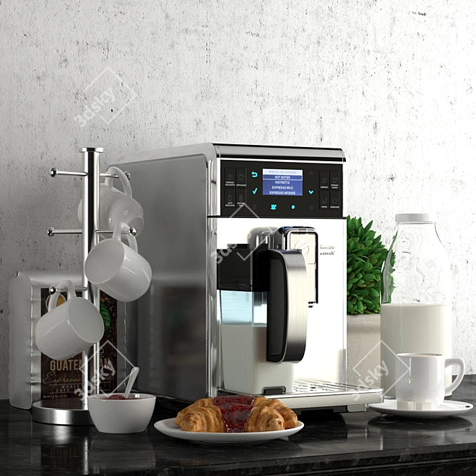 Sleek Coffee Machine & Mug Hanger 3D model image 2