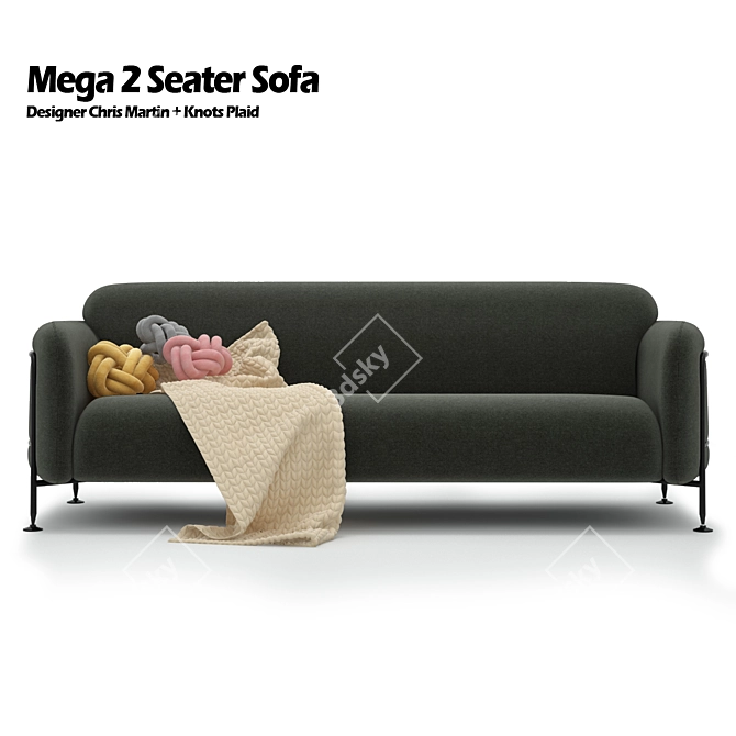 Mega 3-Seater Sofa with Decor Knots 3D model image 1