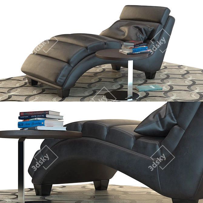 Elegant Chocolate Leather Sofa 3D model image 1