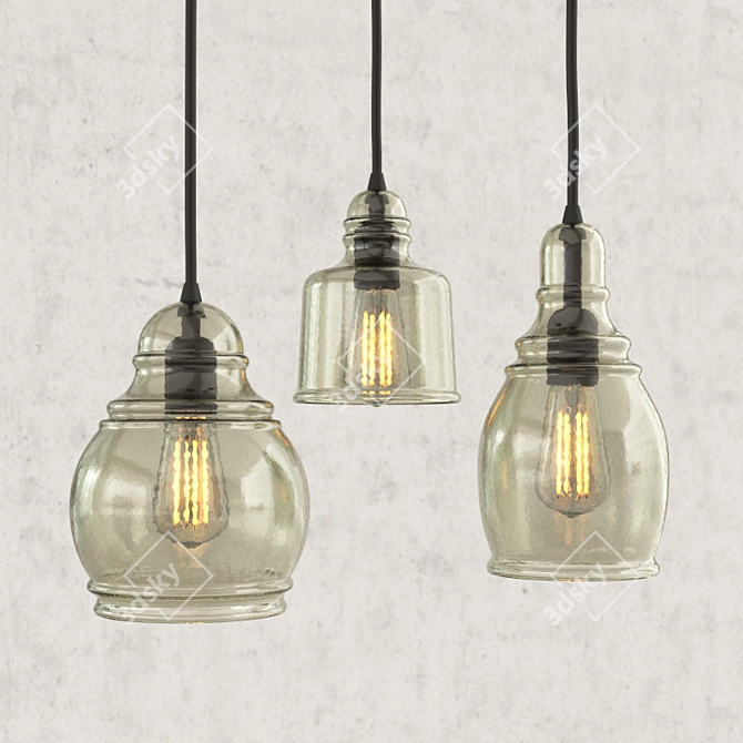 Paxton Glass Pendant: Stylish Illumination 3D model image 1
