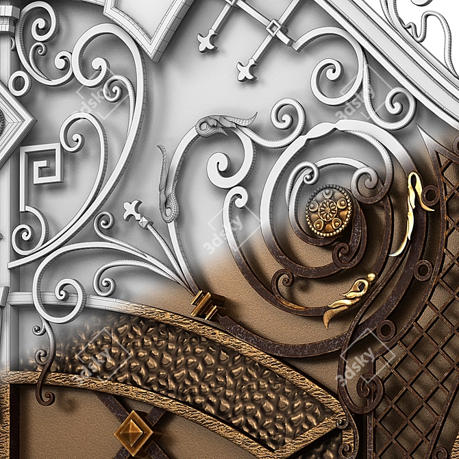 Elegant Enclave Gate with Side Door 3D model image 2