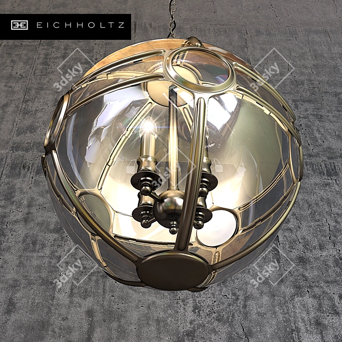 Antique Silver Plated Lantern: Eichholtz Hagerty 3D model image 2