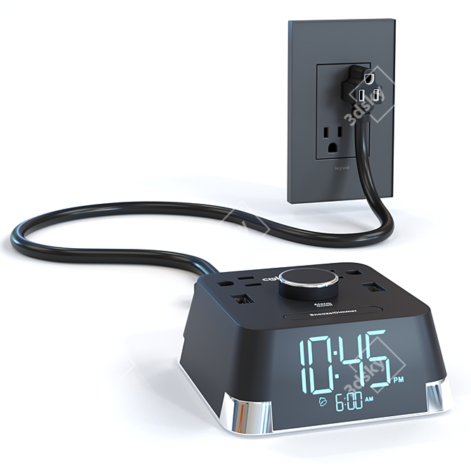 CubieTime: Dimmable Alarm Clock with USB Outlets 3D model image 1