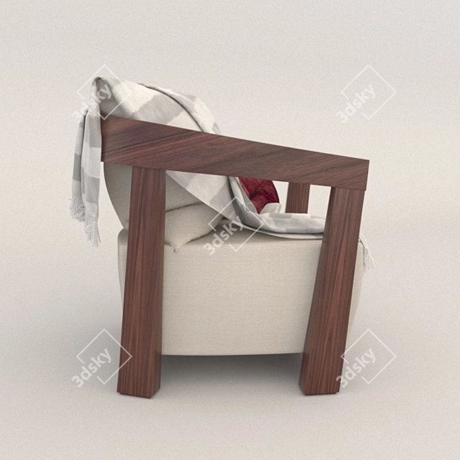 Cozy Cushioned Armchair 3D model image 3