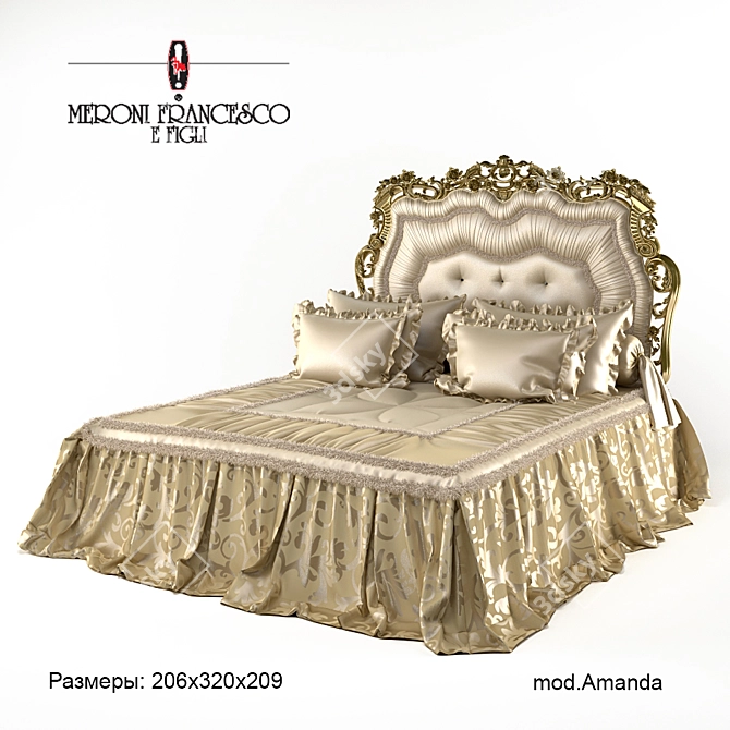 Amanda Bed: Luxurious Comfort for Your Bedroom 3D model image 1