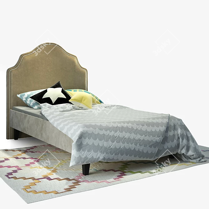 Princess Wine Single Bed Set 3D model image 2