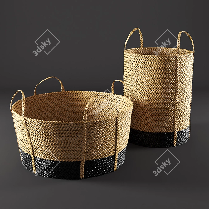 Versatile Woven Basket Set 3D model image 1