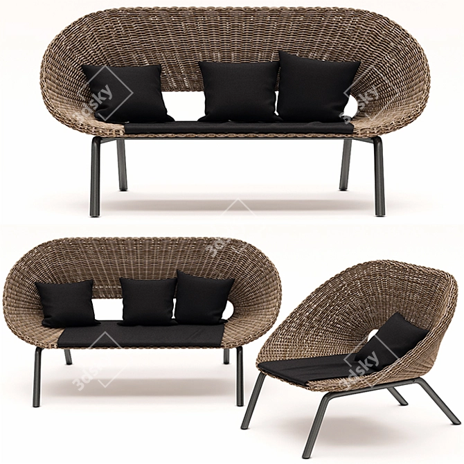 Loa Blooma Sofa and Armchair Set 3D model image 1