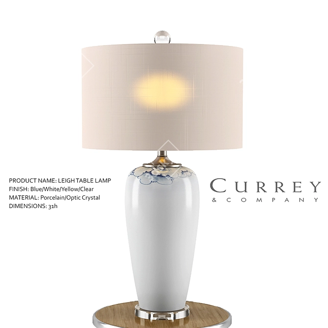 Elegant Leigh Table Lamp: Porcelain & Crystal 3D model image 1