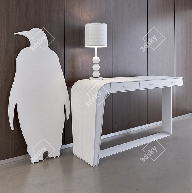 Elegant Silik Creazioni: Table, Mirror & Lamp 3D model image 3