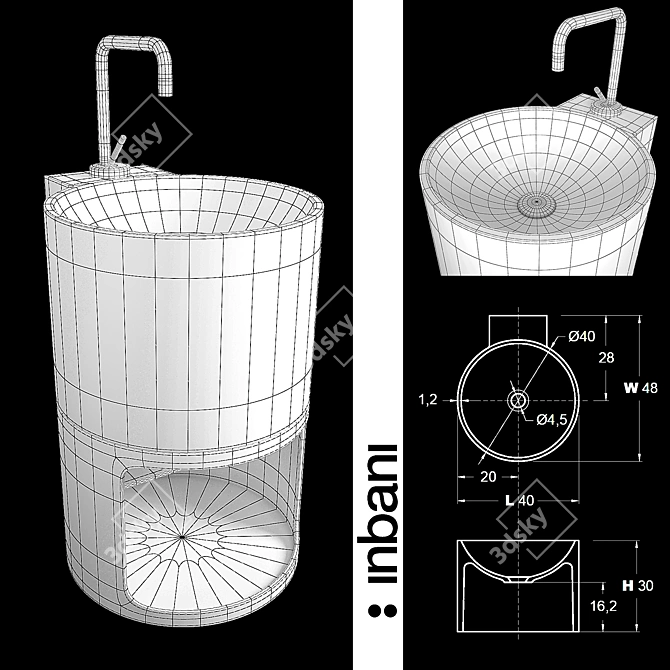 Sleek Tambo Washbasin: Modern Elegance 3D model image 2