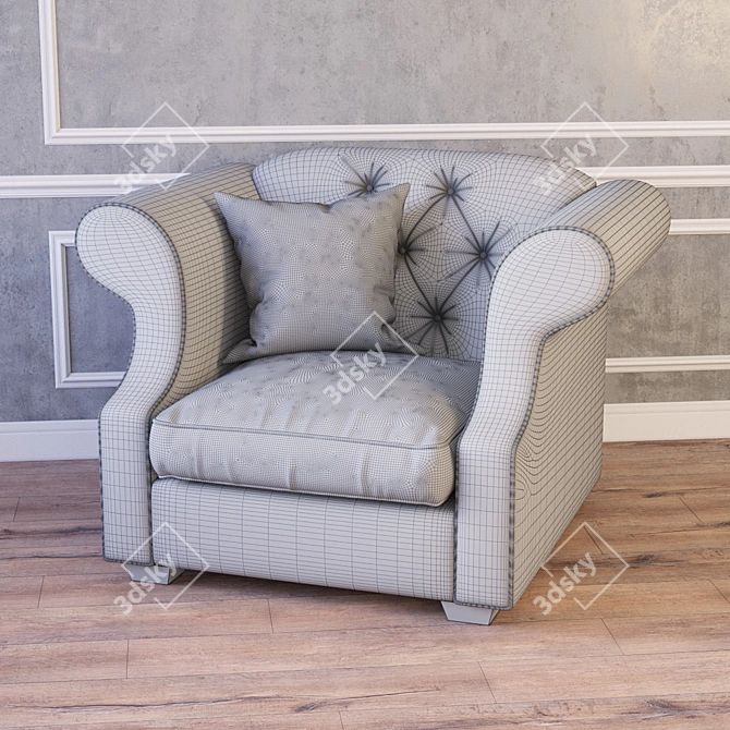 Classic Armchair Benjamin by Domingo 3D model image 2