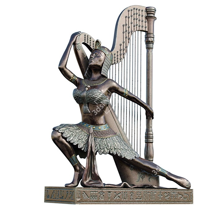 Egyptian Harp Sculpture 3D model image 1