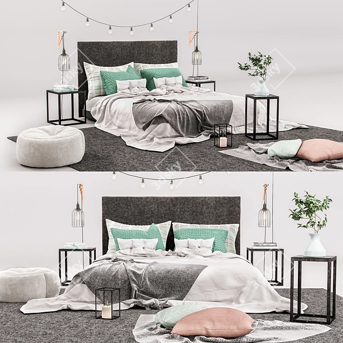 Elegant Vray-Ready Bedroom Set 3D model image 1