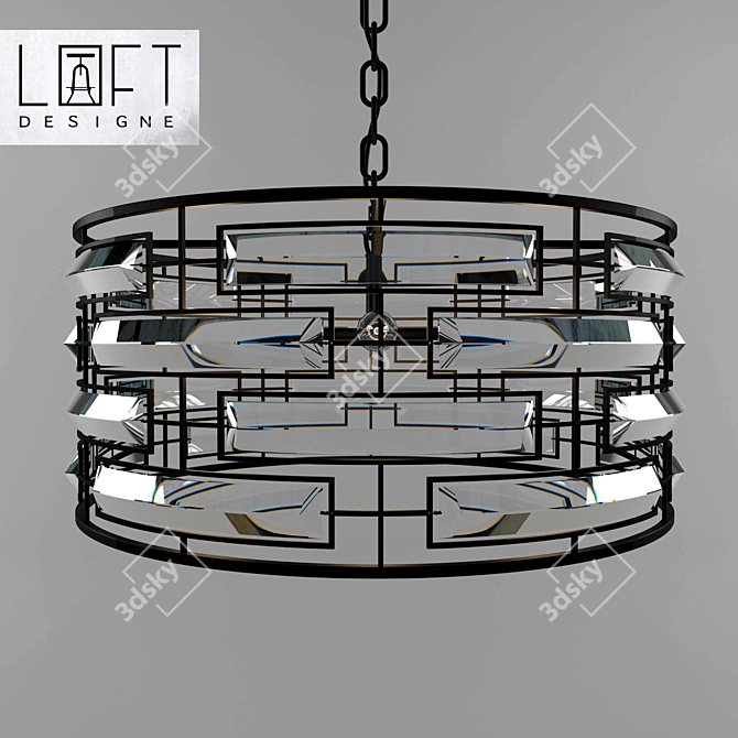Metallic Glass Chandelier 3D model image 1