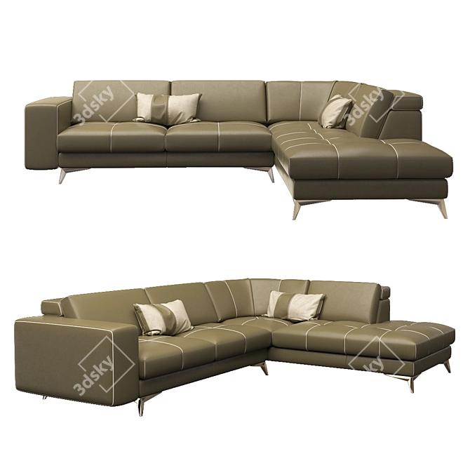 Luxurious Gamma Charles Corner Sofa 3D model image 1