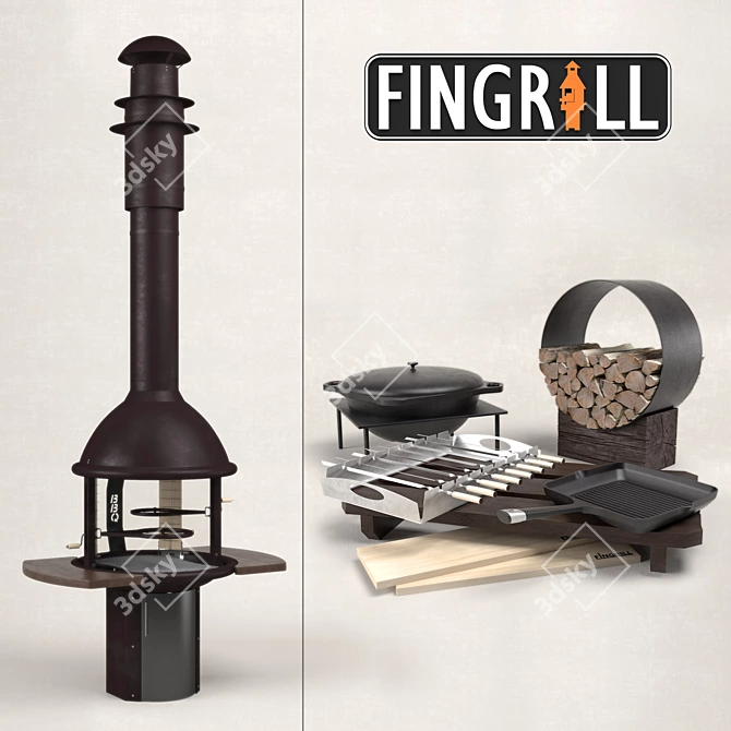 Tundra Grill BBQ: Finnish Wood and Charcoal Barbecue 3D model image 1