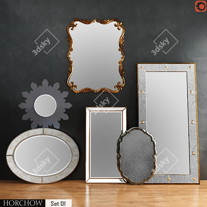 Elegant Mirror Set: Horchow Mirrors 3D model image 1