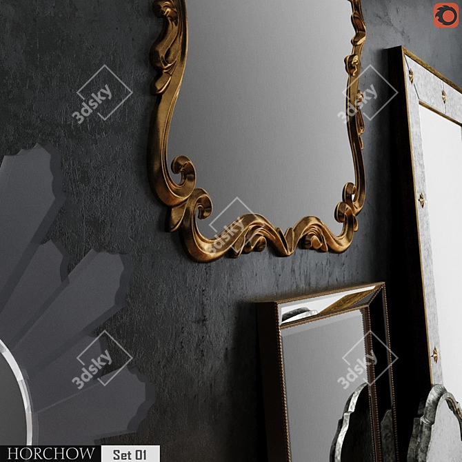 Elegant Mirror Set: Horchow Mirrors 3D model image 2