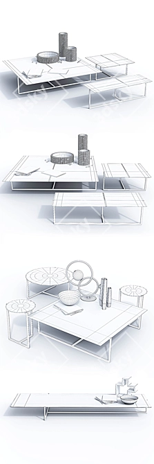 Modern Baxter Icaro Tables - Stunning and Functional Set 3D model image 3