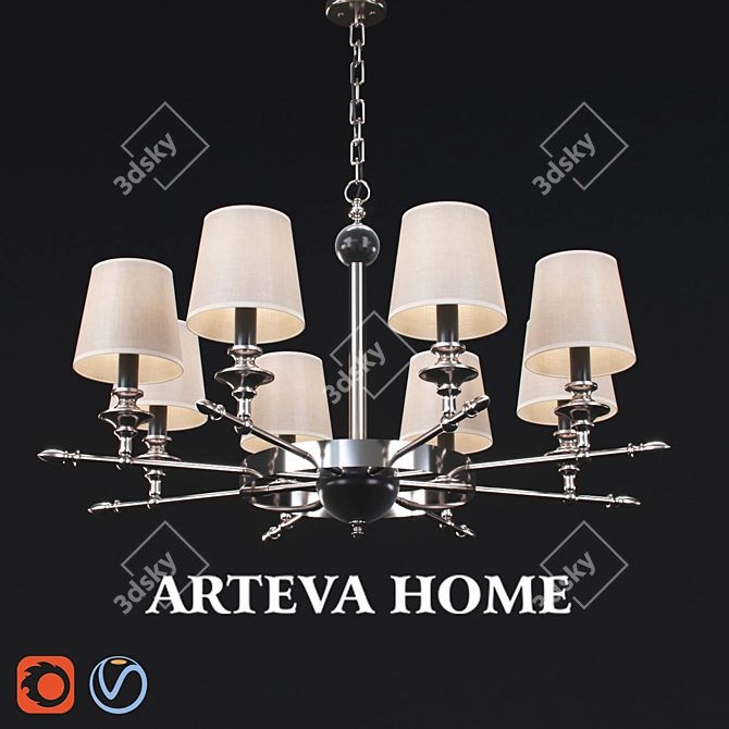 Elegant Chrome Chandelier with Adjustable Length 3D model image 1