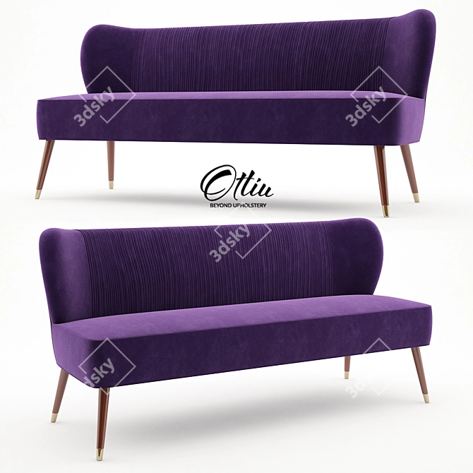 Luxurious Visconti Velvet Twin Sofa 3D model image 1