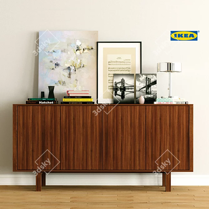 Modern Walnut Sideboard: Scandinavian Design 3D model image 1