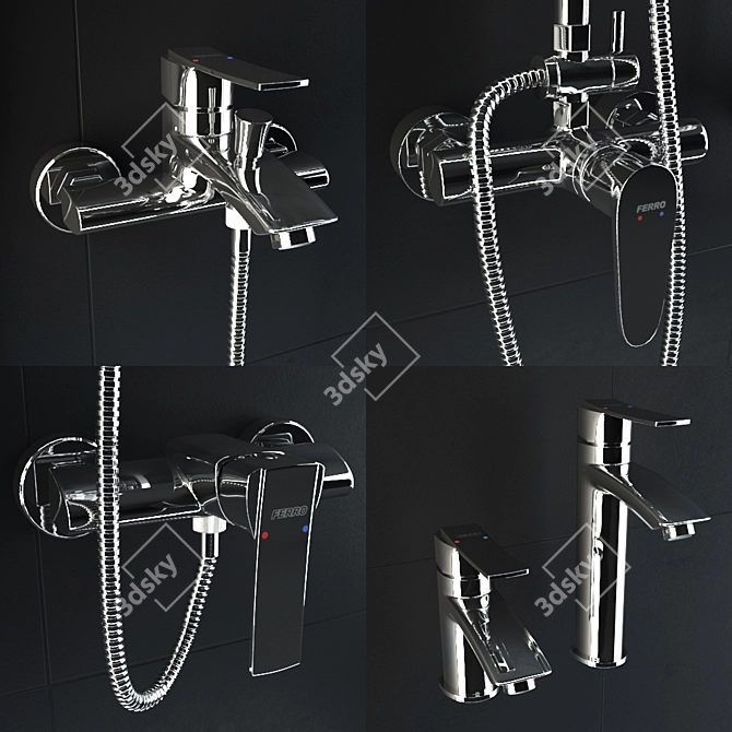 Sleek Ferro Bathroom Fittings 3D model image 2