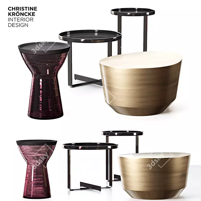 Sleek CK Tables Set 3D model image 1