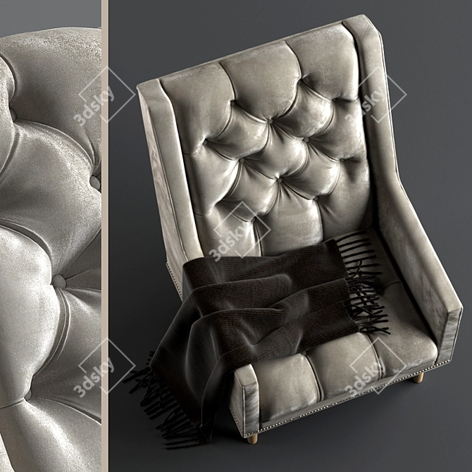 Plush Velvet Booker Armchair 3D model image 2