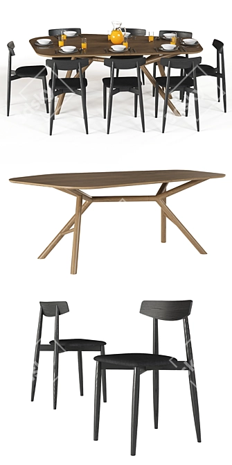Elegant Miniforms Table and Chair Set 3D model image 2