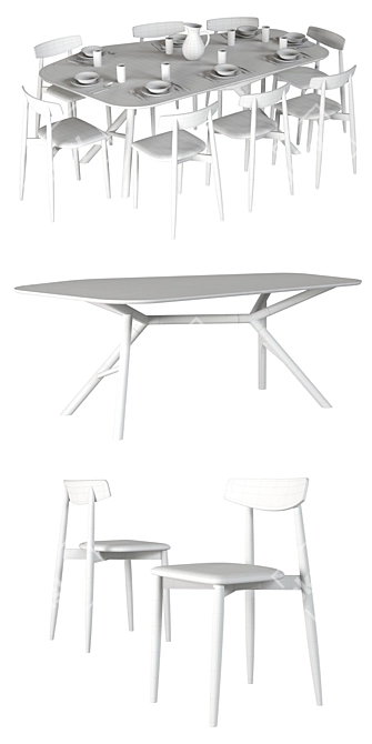 Elegant Miniforms Table and Chair Set 3D model image 3