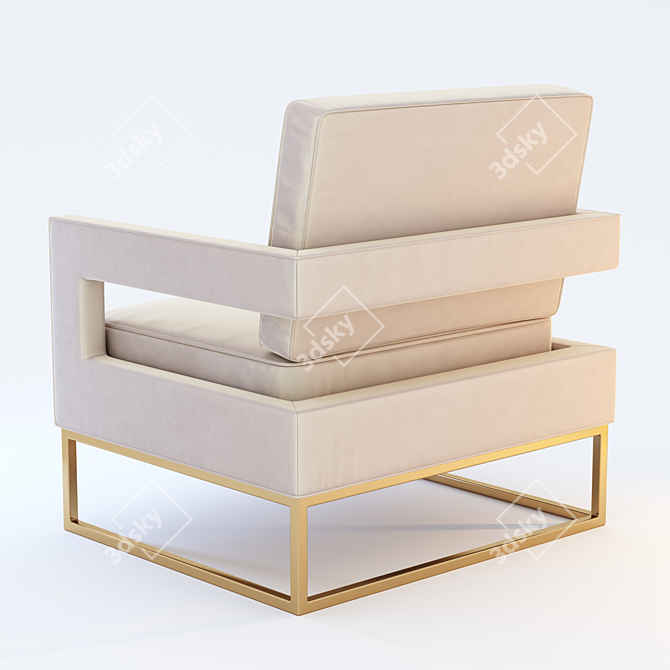 Luxury Tan Beige Velvet Chair 3D model image 2