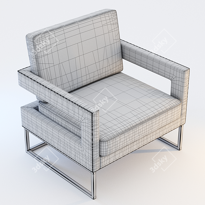 Luxury Tan Beige Velvet Chair 3D model image 3