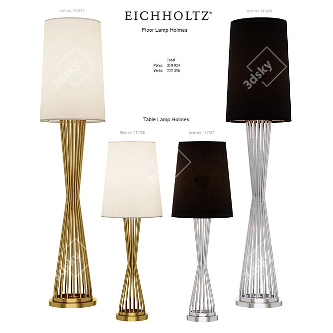 EICHHOLTZ Holmes Floor and Table Lamp Set 3D model image 1