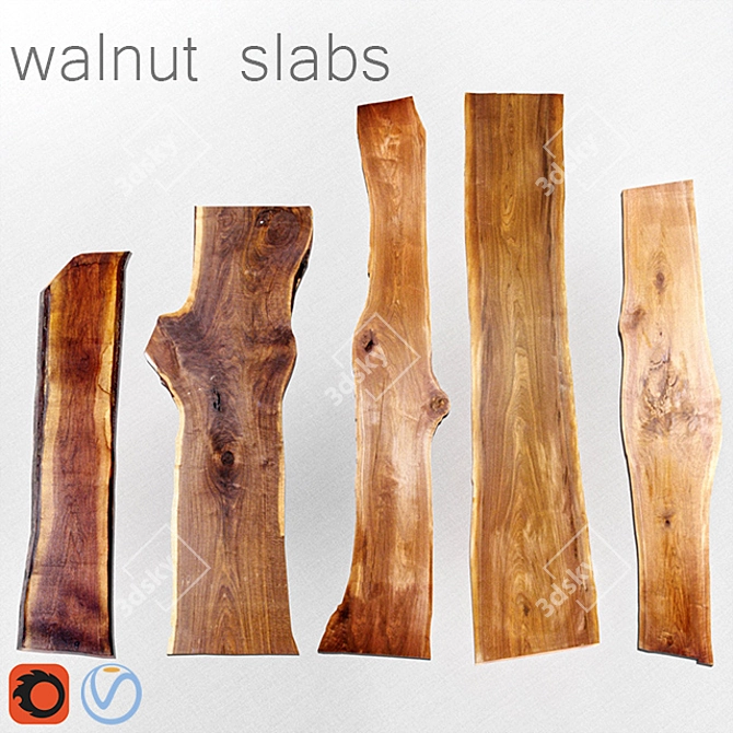 Stunning Walnut Slab Tables 3D model image 1